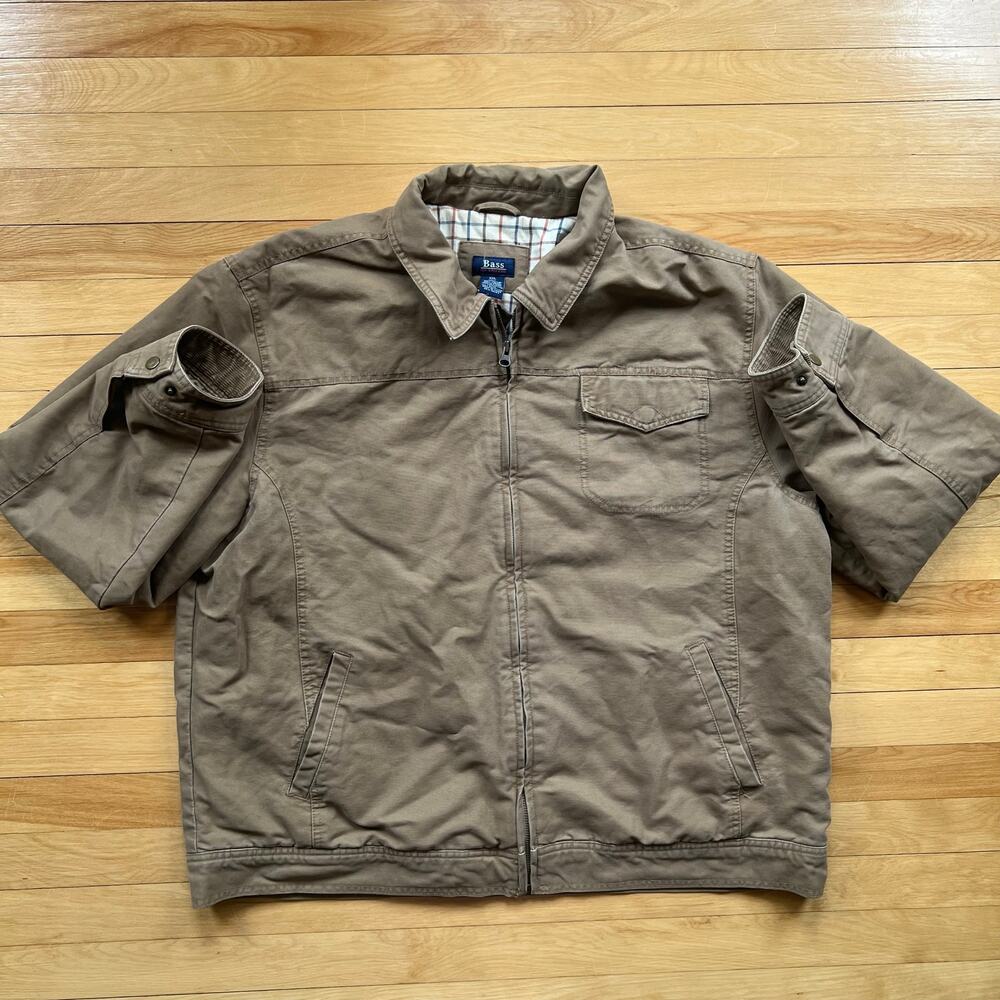 GH Bass & Co Jacket Mens 2XL Canvas Brown Full Zip Quilted Utility Barn Outdoor